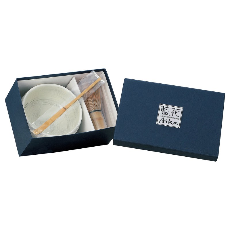 World Create 90962 Indigo Flower Arita Ware Karatsu Matcha Set