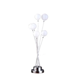 ORE International Chrysanthe 6-Light LED Table Lamp - Acrylic Globe Aluminum Silver