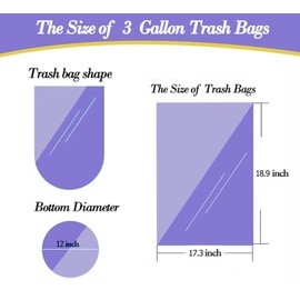Bolsas de basura transparentes pequeñas de 3 galones, 100 piezas (ajuste para 3-3.2 galones) Bolsas de basura de plástico resistentes y transparentes, forros para cubos de basura del baño, forros para