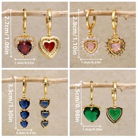 18K Gold Plated, 4 Pairs Drop Dangle Earrings Set for Women, Flower/Heart/Animal/Pearl Drop earrings, Hypoallergenic Cubic Zirconia Earrings, Lightweight, Party earrings, gold earrings, Jewelry for