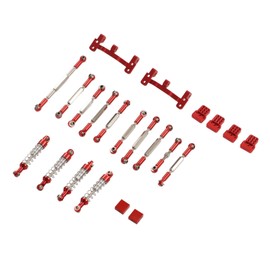 Wpl C24 Upgrade Parts Aluminiumoy Wpl C24 Upgrade Rc Car Upgrade Spare Kit Aluminiumoy Shock Absorber Rc Car Pull Rod Kit Wpl C24 C14 C14K C24K Rc Car Spare Parts Kit (Red)