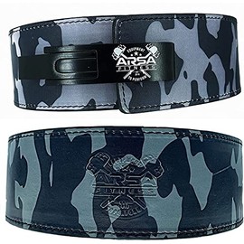 Weightlifting Adjustable Lever Belt for Men & Women Real Cow Hide Leather for Powerlifting Back Support Workout Deadlifts Squats 10MM Thickness 4" Width - Nighthawk Tundra (Small, Nighthawk Tundra)