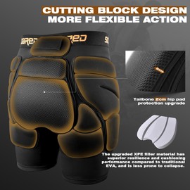 Soared 3D Protection Hip Butt XPE Padded Shorts for ski, ice Skating, Snowboarding, Skateboard for Men Women Black