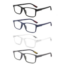 JAWSOCK 4 packs of blue block reading glasses (male and female), computer reader, UV block glasses (3.00x)