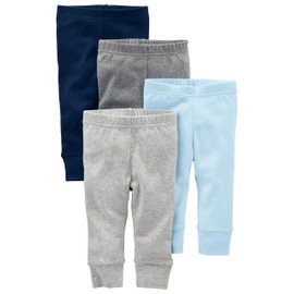 Simple Joys by Carter's Baby Cotton Pants, Pack of 4, Blue/Grey/White, Newborn