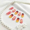 Square Press on Nails Medium Fake Nails with Gradient Leaves