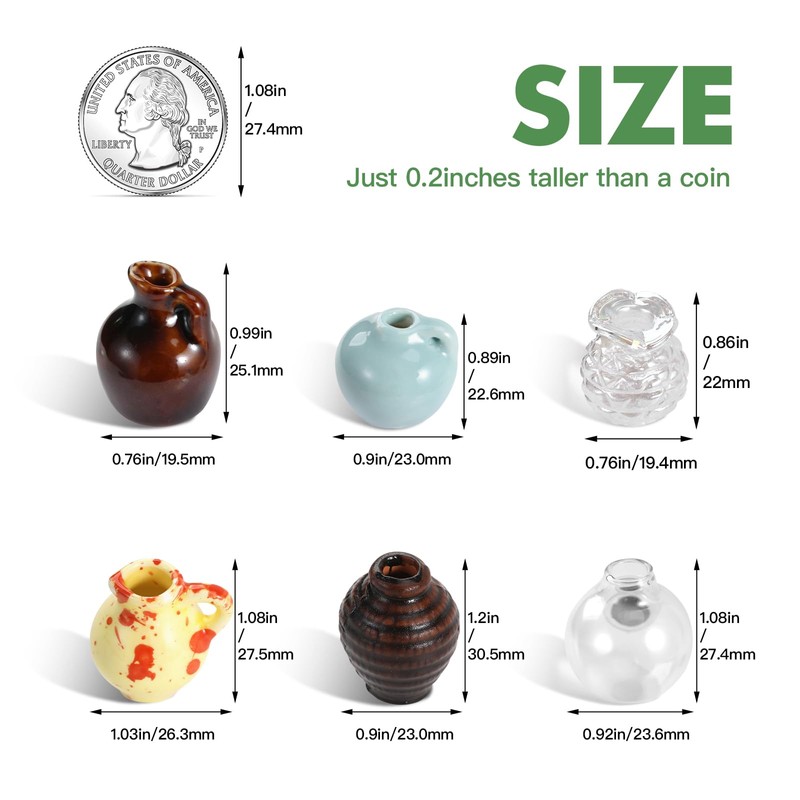 GOOZADA 6 Pack Mini Ceramic Vase Magnets, Glass Magnet Vases