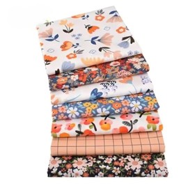 CraftsFabrics 7Pcs Floral Delight Printed Fabric 100% Cotton 50x40cm Wide Fat Quarter Bundle for Quilting, Scrapbooking, Patchwork, DIY Projects