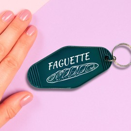 Get Bullish Faguette Gay Pride Motel Keychain with Baguette Bread Motif