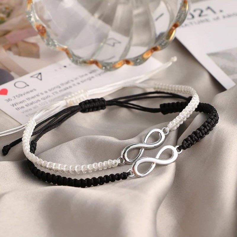 meberg Partner Bracelets Infinity Black White Couple Jewellery Love Jewellery