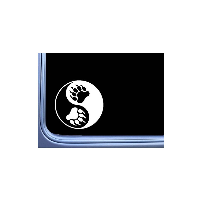 Yin Yang Bear Paw L381 6 inch Decal Sticker