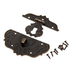 dophee Vintage Style Embossing Decorative Locking Hasp Latch Clasp with Screws for Jewelry Box Wooden Case Treasure Chest Wedding Card Box, 76x57mm/3 x2.24