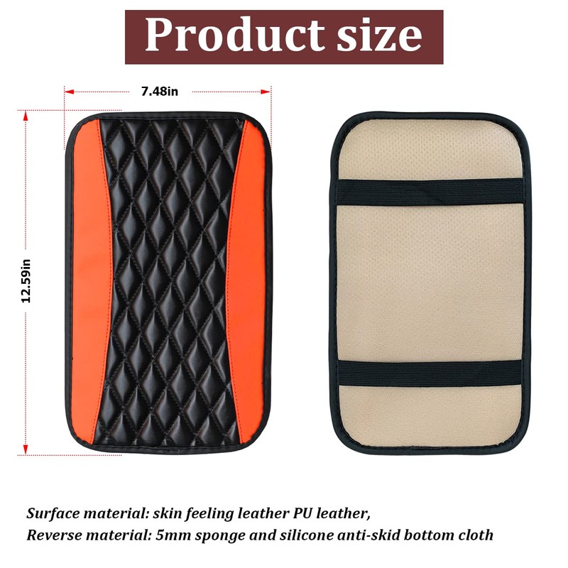 Car Center Console Cushion Pad, Universal Leather Waterproof Armrest Seat