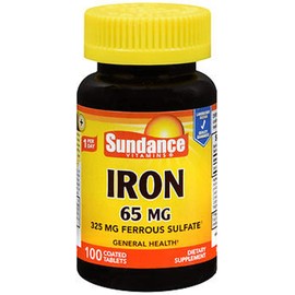 Sundance Vitamins Iron 65 mg - 100 Tablets, Pack of 3