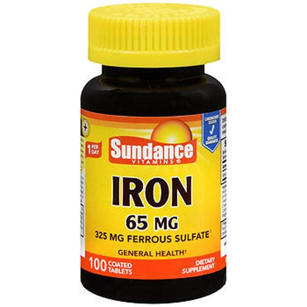 Sundance Vitamins Iron 65 mg - 100 Tablets, Pack of 3