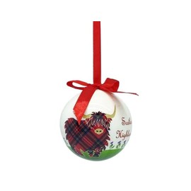 Royal Tara Highland Cow of Scotland Bauble Handcrafted Ornament Christmas Tree Decoration 2.95" Round