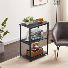 VECELO Tall End Side Table,30" Height Nightstand with 3-Tier Storage Shelf for Living Room Bedroom Office Hallway Study