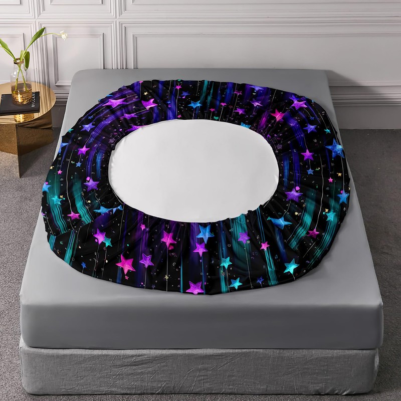 UEVBF Colorful Stars Fitted Sheet Set Queen Size,Glitter Starry Printed