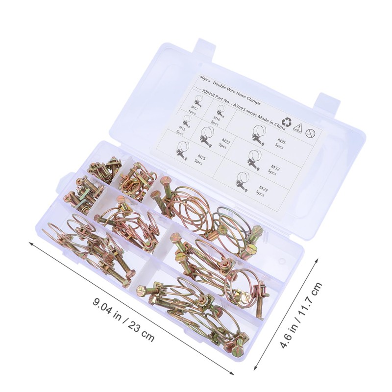 CHILDWEET 40pcs Pipe Clamp Double Wire Hose Clamp Bolt Wire