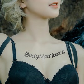 ACCloud Temporary Tattoo Markers for Skin,10 Body Markers+124 Tattoo Stencils Kit for Kids and Adults,Flexible Brush Tip,Skin Safe,Color Collection for Body & All Artists