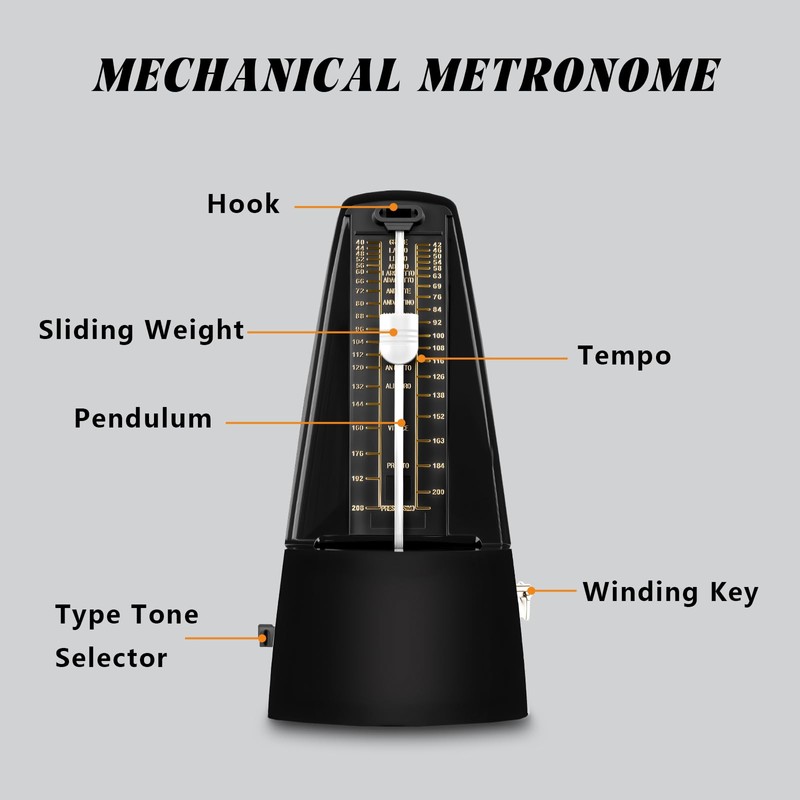 Defabee Mechanical Metronome with Loud Sound and Accurate Rhythm for