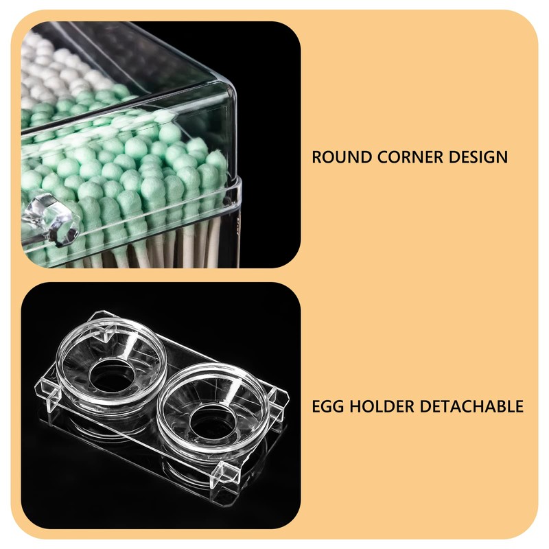 Linkidea Transparent Qtip Holder with Lid and Removable Beauty Egg