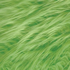FabricLA Shaggy Faux Fur Fabric - Half Yard | 60" X 18" Inches | DIY Craft, Hobby, Costume, Decoration | Lime Green