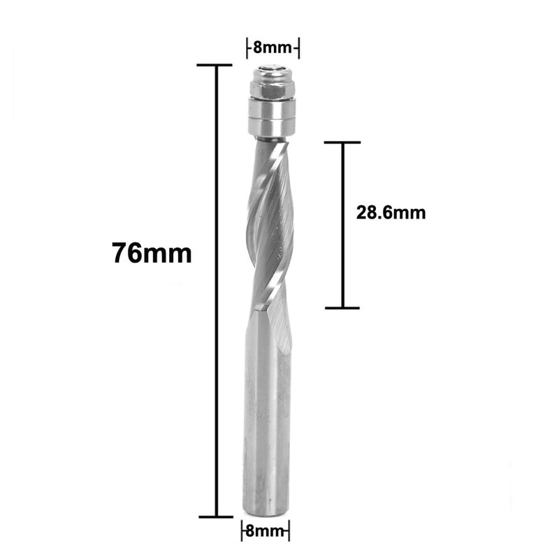 Sinoprotools Spiral Flush Cutter, 8 mm Shaft Spiral Cutter, Solid