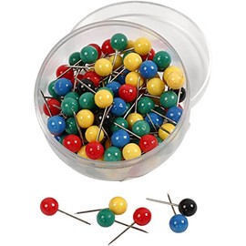 Map Pins Length 17 mm Diameter 6 mm Assorted Colours 100asstd