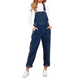 Vetinee Women's Dungarees Jeans Baggy Jumpsuit Oversize Jumpsuit with Pockets, Evening red blue
