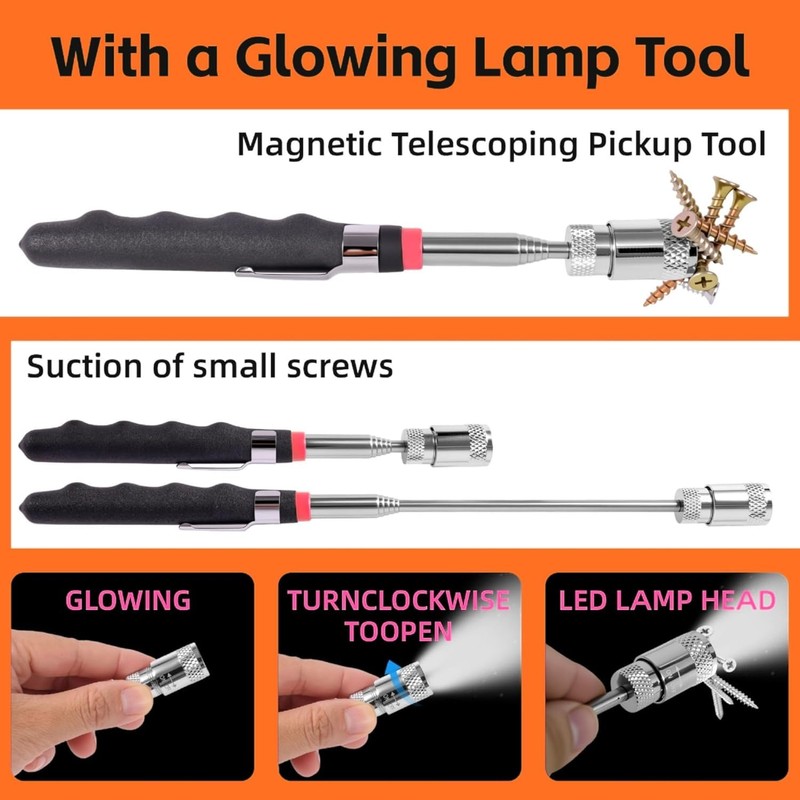 LOZAGU 2 Pack Telescoping Magnet Pick-up Tool Set (16lb Pull