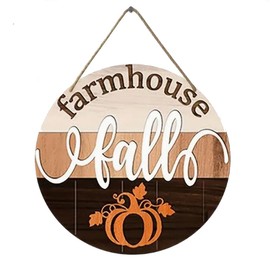 LQNMPPH farmhouse fall Wooden Sign Fall Theme Round Porch Decorative For Farmhouse Outdoor Garden Yard Hello Hanging Door Sign Decor Plaque 12x12 Inch