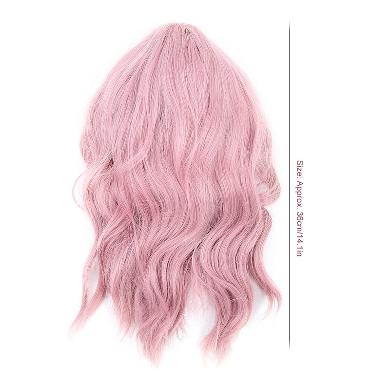 LC210-1 Curly Wavy Wig Pink Pastel Short Bob Synthetic Wigs