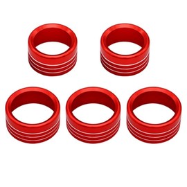 AC Knob Cover Trim for Ram 2019-2022, Air Condition & Volume Switch Knob Rings, Interior Accessories (5Pcs, Red)