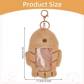 NICENEEDED Plush Photocard Holder Fish Waffle Snack Soft Plush Photocard Holder Cover Protective Case Card Sleeve Pendant Display Keychain for Bus Card Credit