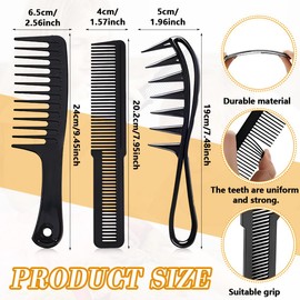 BECHS 3 Pieces Wide Tooth Comb Kit, Antistatic Coarse Teeth Professional Haircomb, Strong, Durable, Antistatic for Men and Women