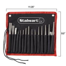 Punch And Chisel Set, 16 Pieces- Includes Taper Punches, Cold Chisels, Pin Punches, Center Punches, Chisel Gauge, and Storage Case- By Stalwart