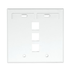 Leviton 42080-3WP 3-Port Dual Gang QuickPort Wallplate with ID Windows, White
