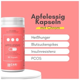CARI Nutrition Apfelessig Kapseln mit Chrom | 180 Kapseln | Abnehmen, Hei?hunger, Insulinresistenz, Blutzuckerspiegel | vegan & made in Germany