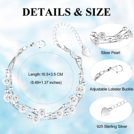 QianSiLi Birthday Gifts for Women Silver Charm Bracelets for Women Adjustable Beaded Link Chain Birthday Bracelet for Sister Daughter Mom Best Friend Birthday Gifts for Women Her