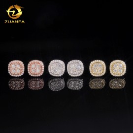 USA Local Stock GRA Certificate VVS Moissanite Diamond Iced Out Stud Earrings Hip Hop Jewlery 925 Silver Moissanite Ear StudsColor: Gold, Design: ZE0532-10mm