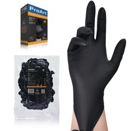 [THE BEST IN PERSONAL SECURITY PRO ART EST 1979] Nitrile Gloves, Black, 50 Pieces, Premium Diamond, Thick, Disposable Gloves, S, M, L, XL, Food Sanitation Act Compliant, Powder Free, For Both Right