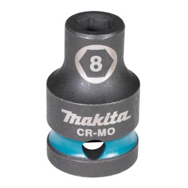 Makita E-16047 Impact Black Impact Socket 1/2" SW8 Short, Chrome-Molybdenum, 38 mm Long, Pack of 1