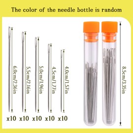 50 PCS Premium Large Eye Needles, 5 Sizes Sewing Sharp Needles, Leather Needle Embroidery Thread Needle, Assorted Sizes, Stainless Steel Yarn Knitting Needles for Hand Sewing