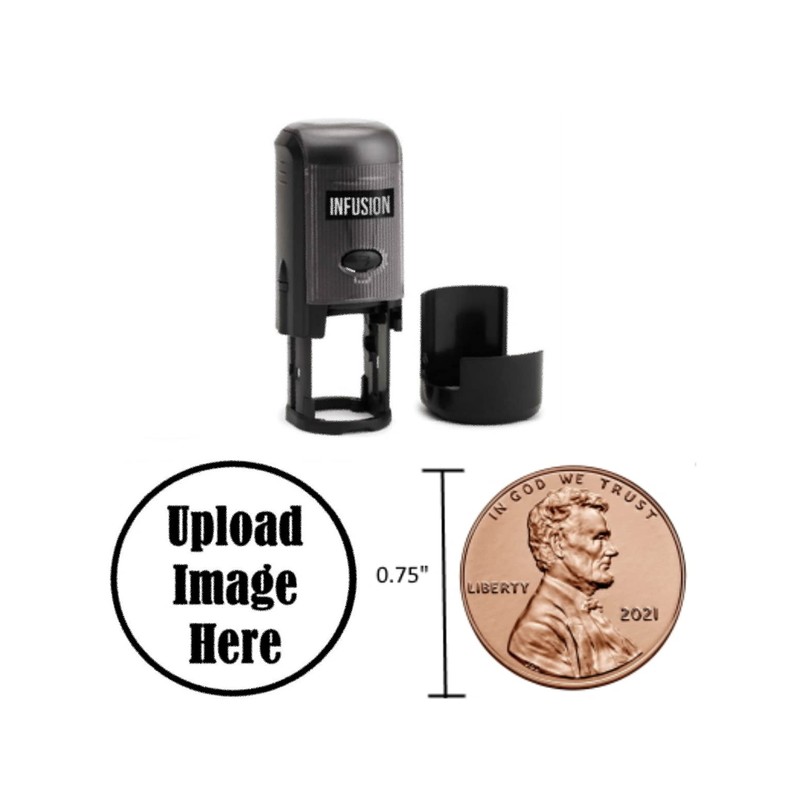 Infusion Custom Logo Round Self-Inking Rubber Stamp (3/4" Diameter), Black