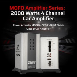 Power Acoustik Class D 4 Channel Amplifier – 2000 Watt Subwoofer Amplifier for Car Audio, Compact and Stylish Car Amplifier with Variable Bass Boost and Signal Protection