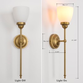 HEQIQEH Vintage Rechargeable Battery Operated Wall Sconce with Funnel Flared White Glass Shade, Dimmable Cordless Wall Mounted Lamp Fixture with Remote Control for Bedroom Living Room Hallway