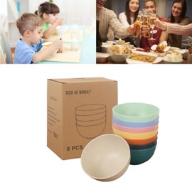 8 Pack 26 Oz Wheat Straw Bowls Reusable Salad Bowls,Durable & Lightweight, Perfect for Home, Parties, Camping, and Outdoor Use Dishwasher Safe (Multicolor)