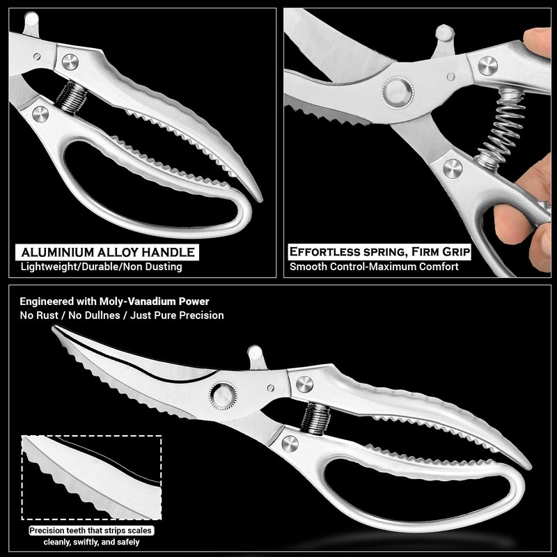 Poultry Scissors- Professional Heavy Duty Kitchen Shears for Spatchcocking Chicken