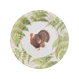 Caspari Turkey Among Ferns Paper Dinner Plates - Includes 12 Packs of 8 Paper Dinner Plates
